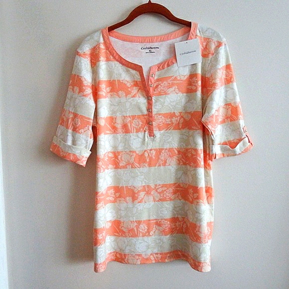 NWT Croft & Barrow Striped Floral Top XL